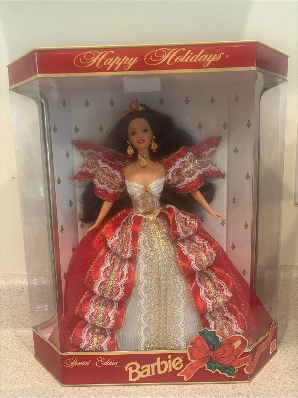 Barbie Holiday Collector Doll in Red, White & Gold Gown